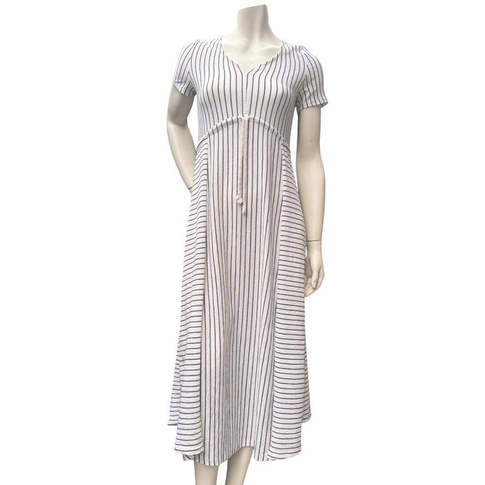 Mikey & Joey Striped Maxi Dress White Navy Coastalgrandmother Nautical Preppy S